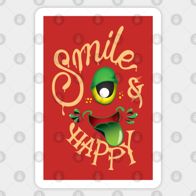 Smile Happy One Eye Monster Sticker by Mako Design 